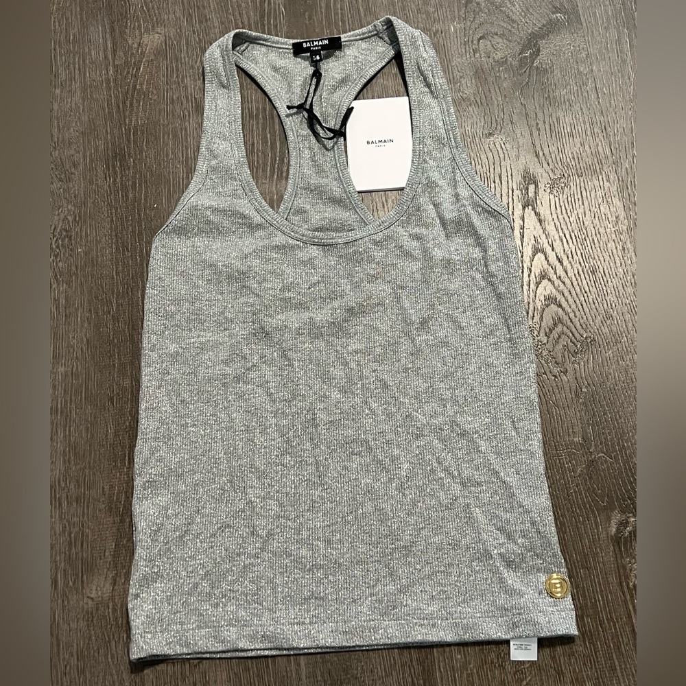 BALMAIN***Silver Sparkly Lame Tank Top***F36/Small $675 - Picture 1 of 6